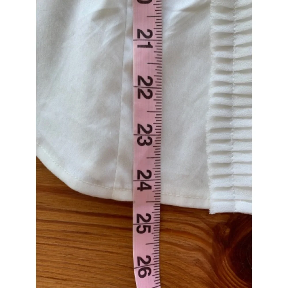 Ann Taylor Sleeveless Pleated Button Down White - Picture 7 of 8